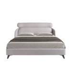 Letto in tessuto grigio chiaro