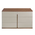 Chest of drawers in grey wood and walnut