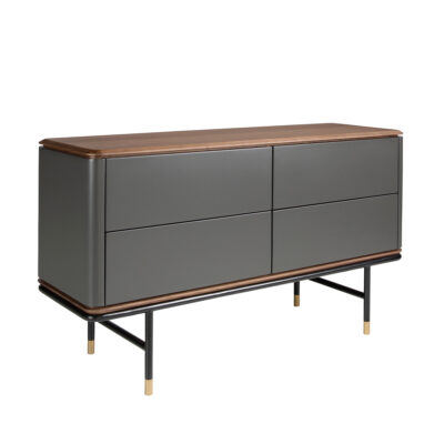 Cómoda madera gris oscuro, acero negro y tapa de nogal Chest of drawers - Angel Cerda