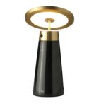 Lampe de bureau en marbre noir et acier doré