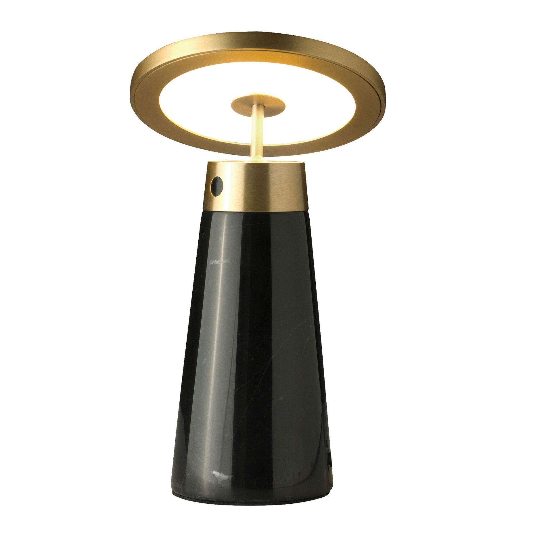 Lampe de bureau en marbre noir et acier doré Lampe de bureau en marbre noir et acier doré