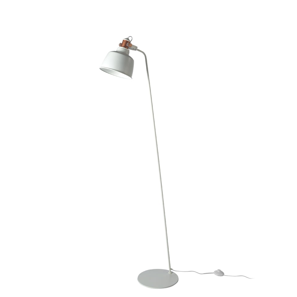 Floor lamp in white stainless steel and bronze-coloured details