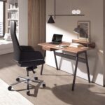 Lampe de bureau en acier gris et détails en bronze