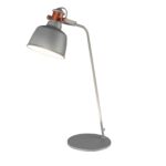 Lampe de bureau en acier gris et détails en bronze