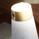 Table lamp in white marble and golden steel
