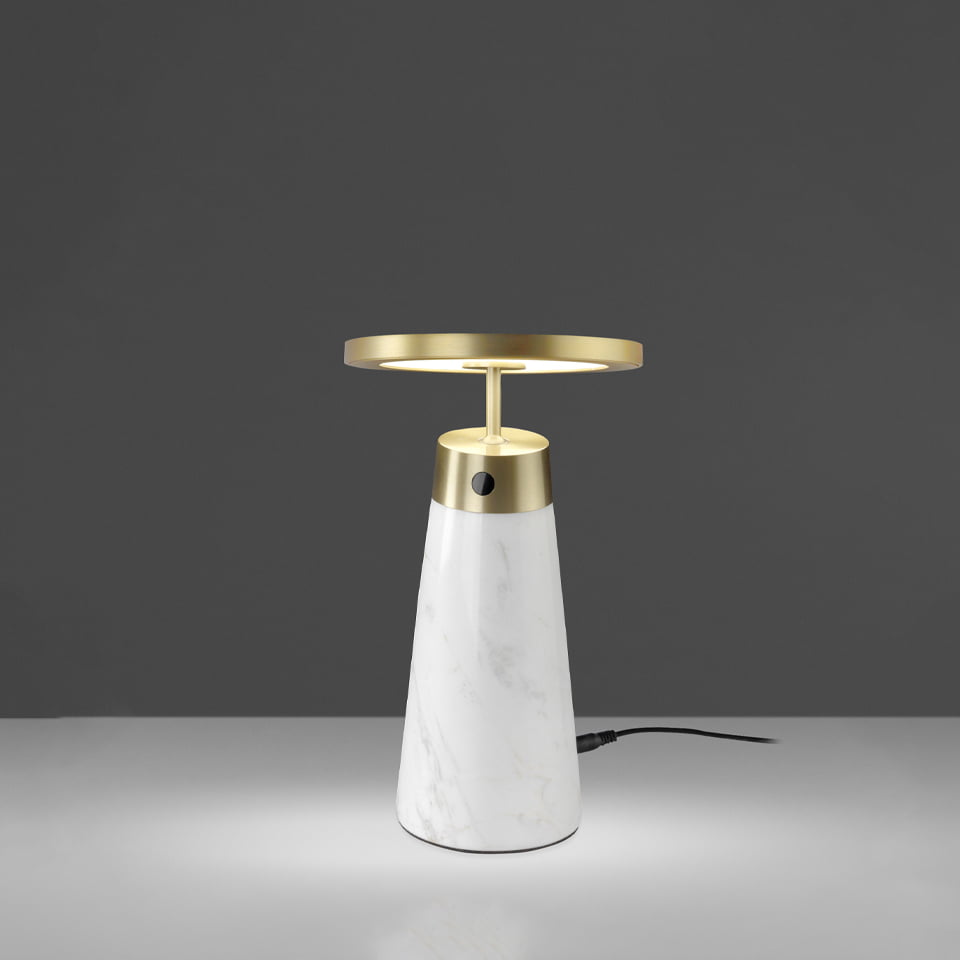 Table lamp in calacatta marble and gilded polished steel