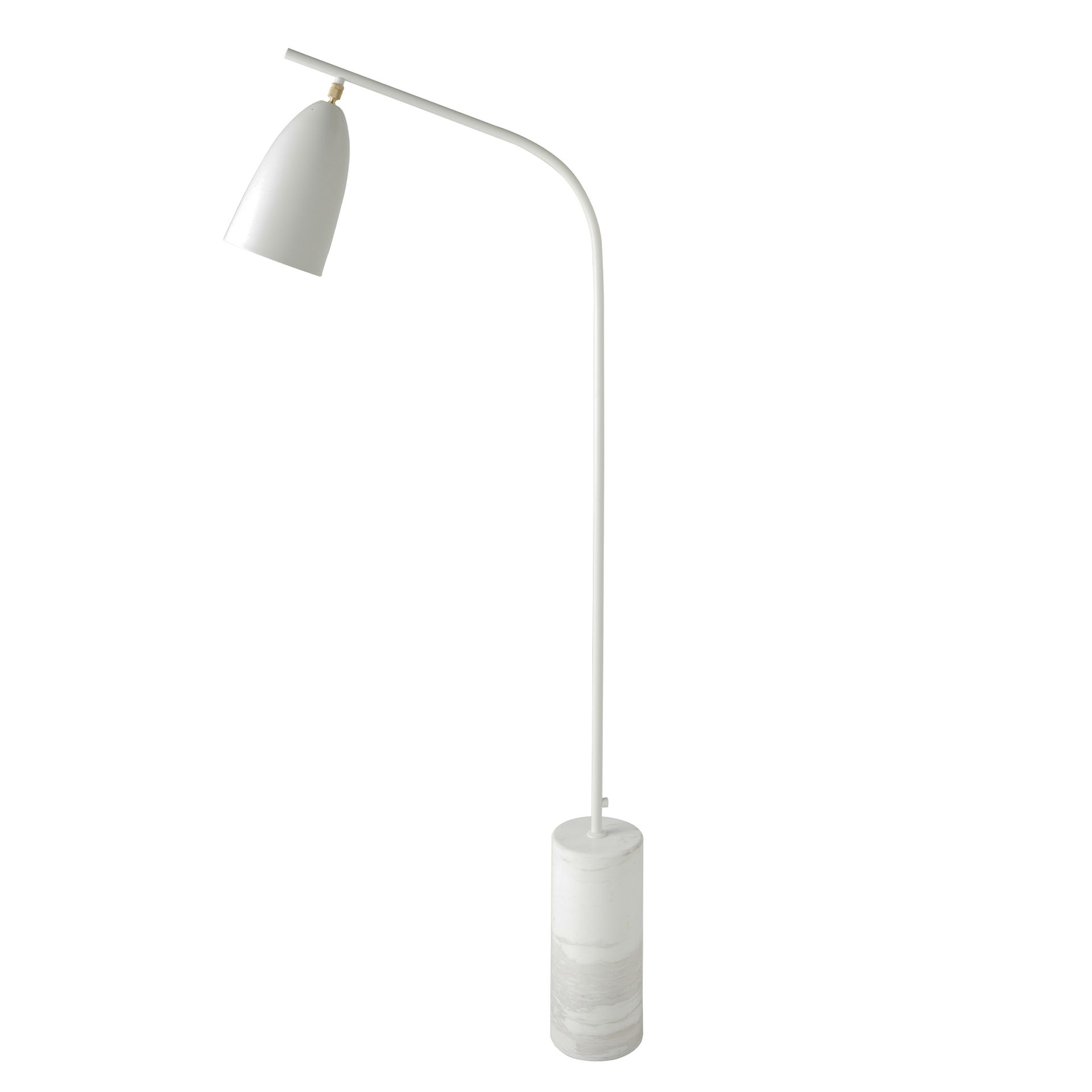 Lámpara pie acero blanco con base de mármol porcelánico Lámpara pie acero blanco con base de mármol porcelánico