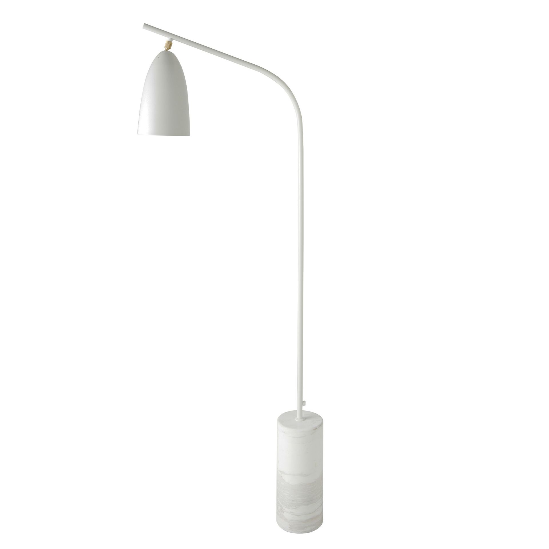 Lámpara pie acero blanco con base de mármol porcelánico Lámpara pie acero blanco con base de mármol porcelánico