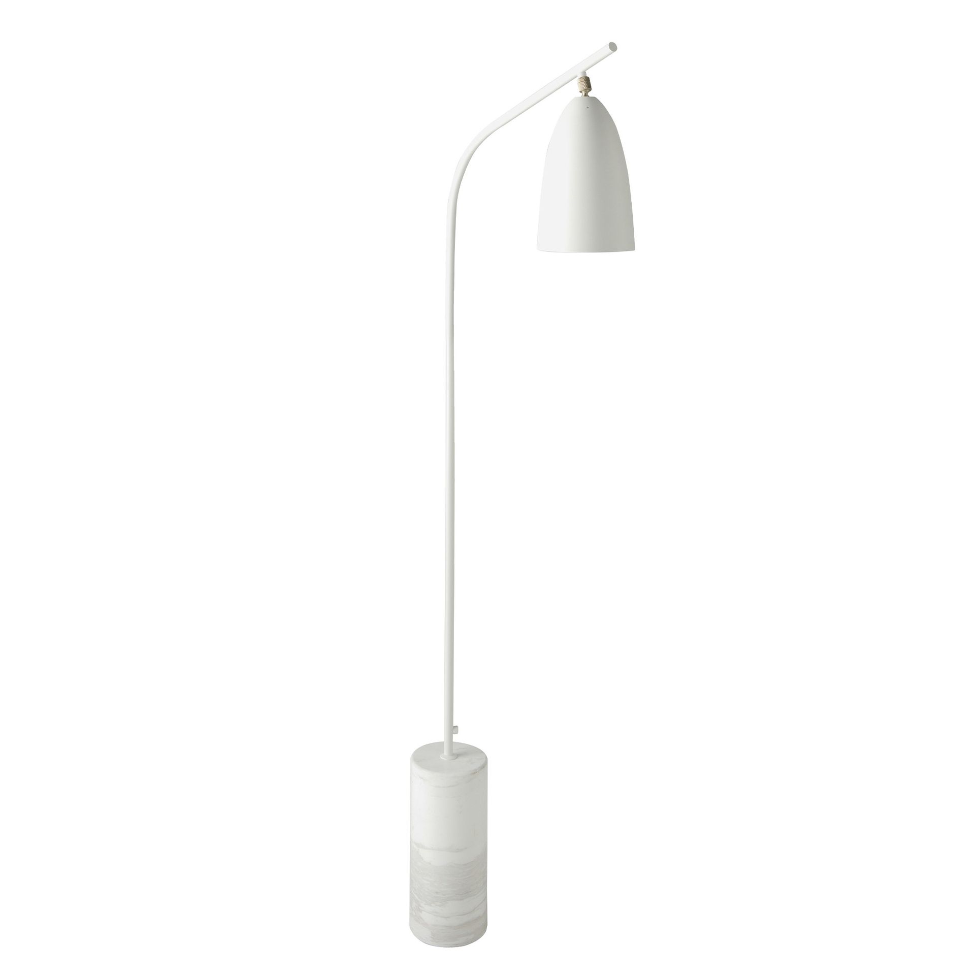 Lámpara pie acero blanco con base de mármol porcelánico Lámpara pie acero blanco con base de mármol porcelánico