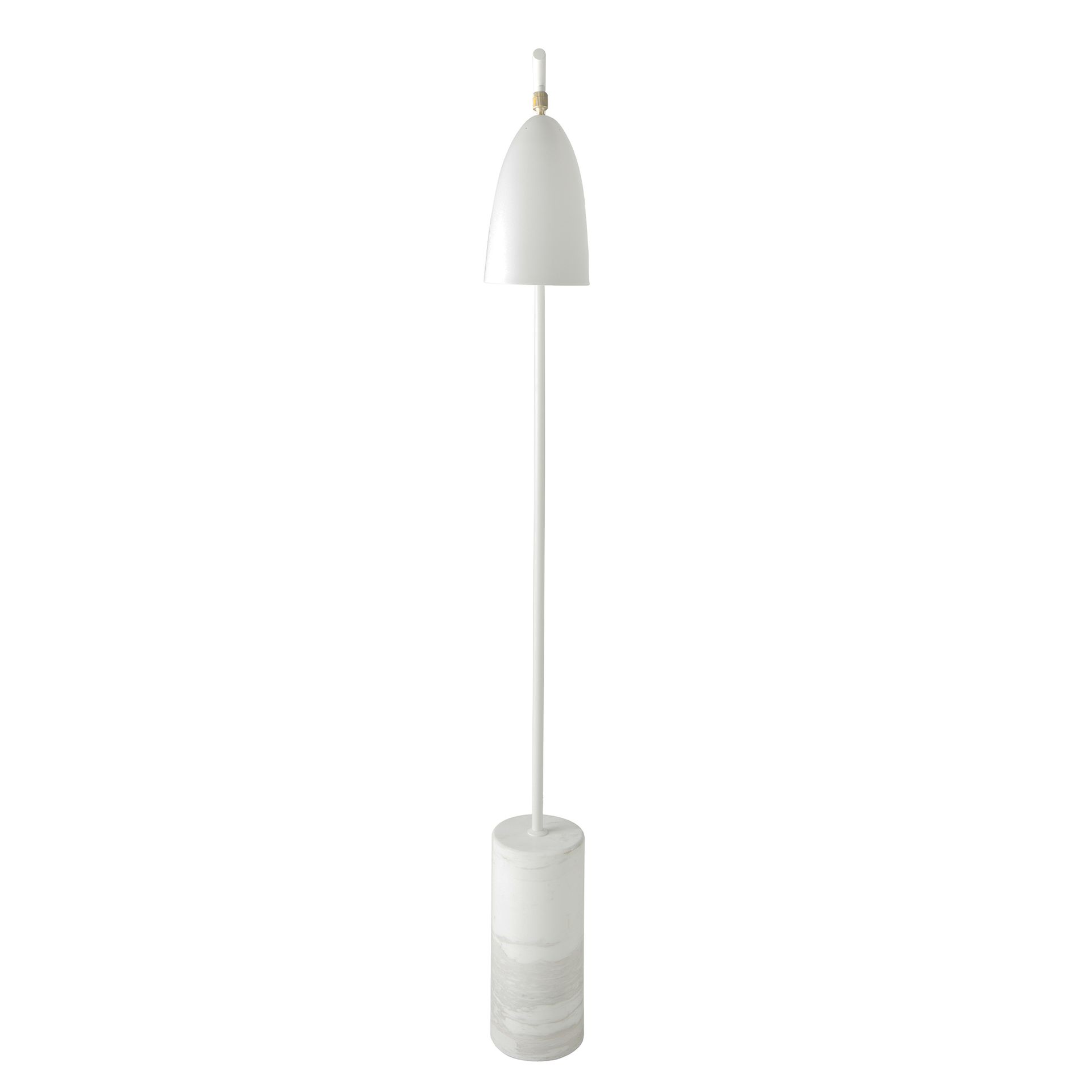 Lámpara pie acero blanco con base de mármol porcelánico Lámpara pie acero blanco con base de mármol porcelánico