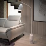 Floor lamp in calacatta marble and white steel