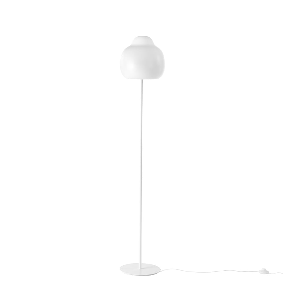 Напольный светильник из нержавеющей стали, покрытой лаком белого цвета