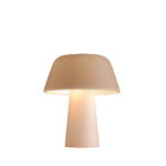 Table lamp made of stainless steel lacquered in pink color