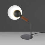 Table lamp in anthracite grey steel and leather grip