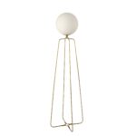 Lampadaire acier doré et verre blanc