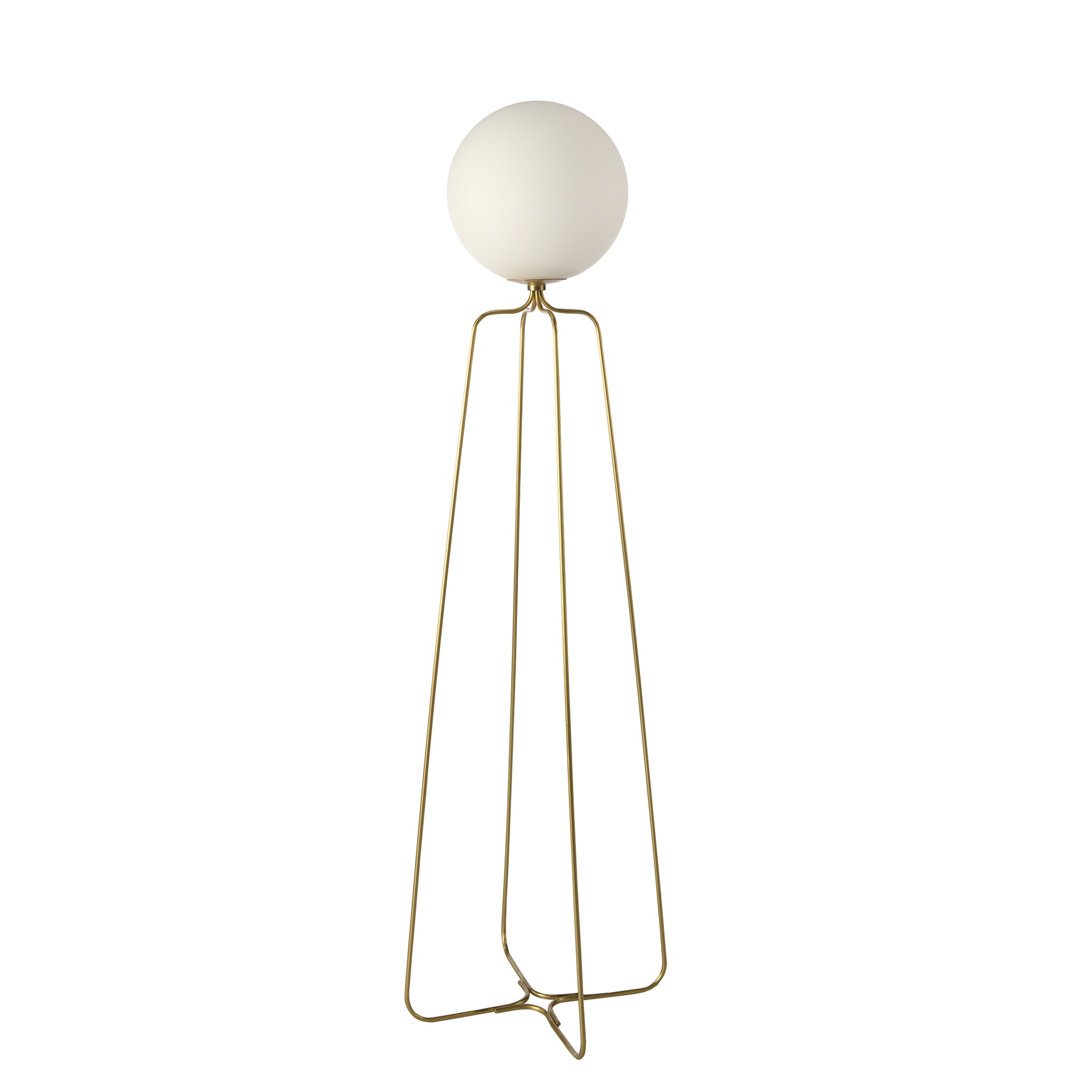 Lampadaire acier doré et verre blanc