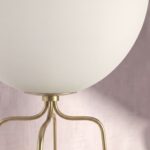 Lampadaire acier doré et verre blanc