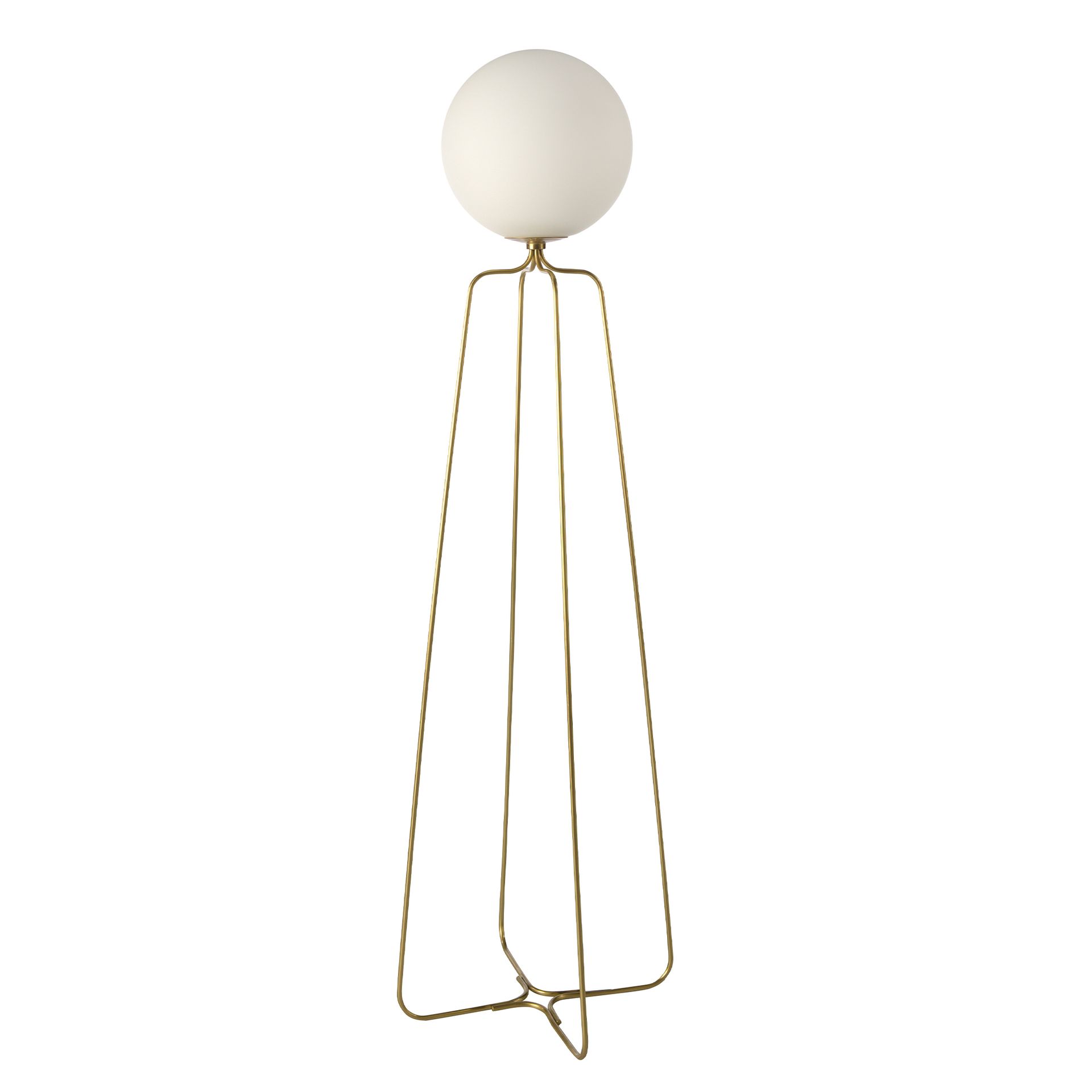 Lampadaire acier doré et verre blanc Lampadaire acier doré et verre blanc