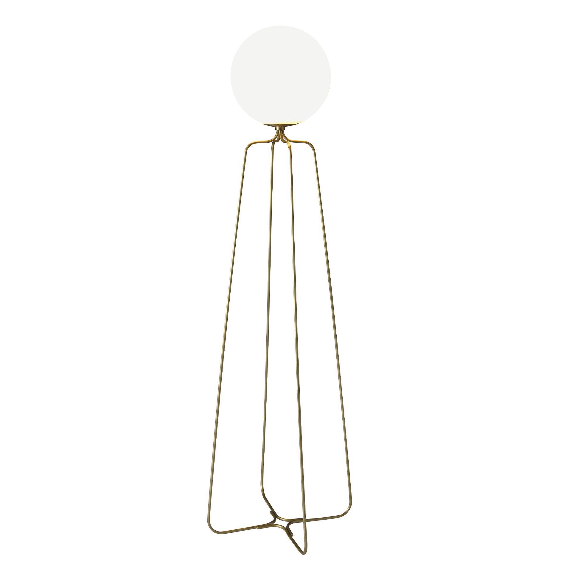 Lampadaire acier doré et verre blanc Lampadaire acier doré et verre blanc