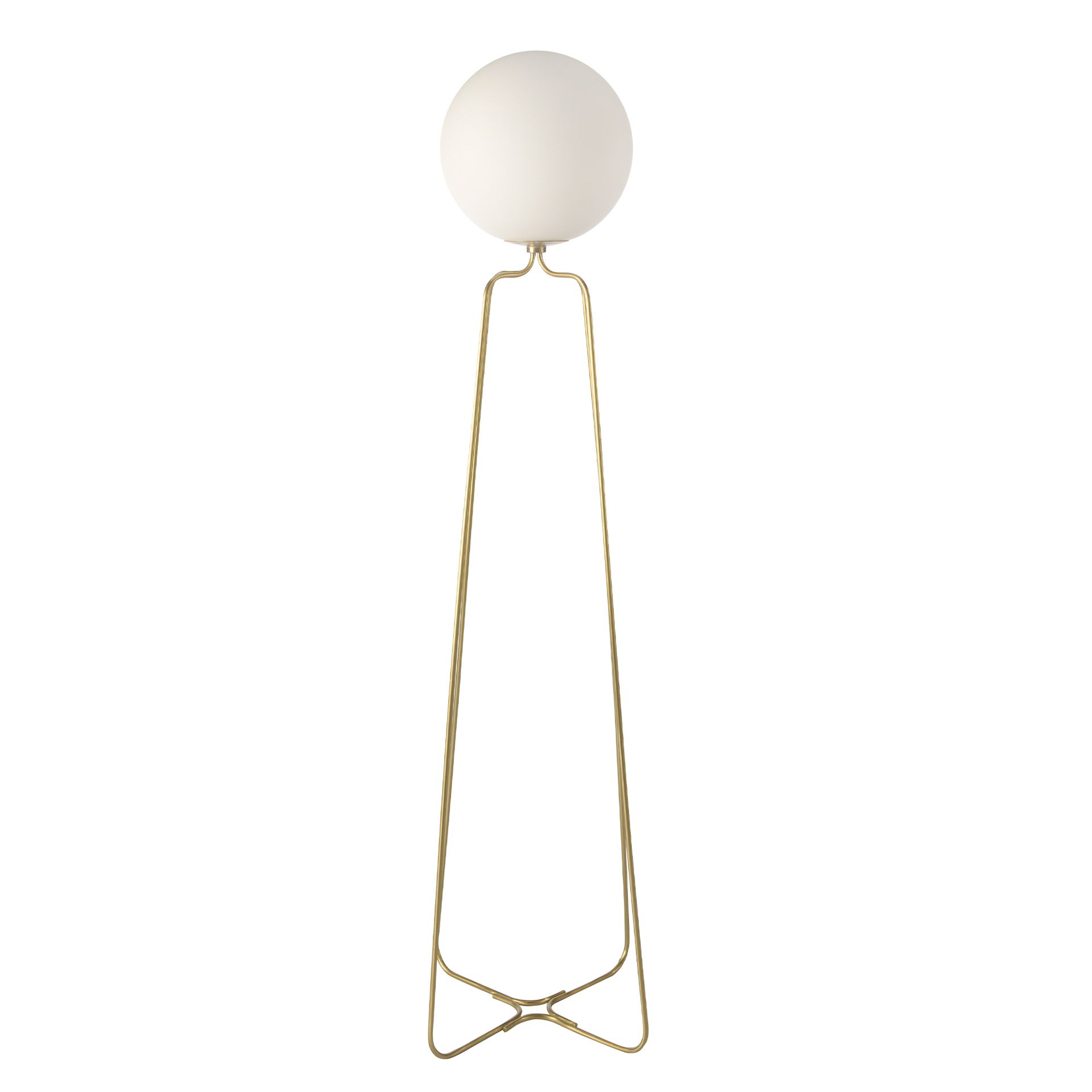 Lampadaire acier doré et verre blanc Lampadaire acier doré et verre blanc