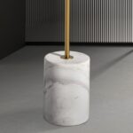 Lampadaire en marbre blanc, acier doré et verre blanc