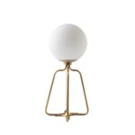 Lampe de bureau acier doré et verre blanc