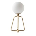 Lampe de bureau acier doré et verre blanc