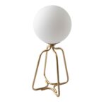 Lampe de bureau acier doré et verre blanc
