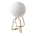 Lampe de bureau acier doré et verre blanc