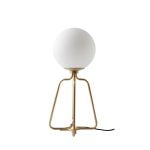 Table lamp in gilded steel and white glass