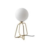 Table lamp in gilded steel and white glass