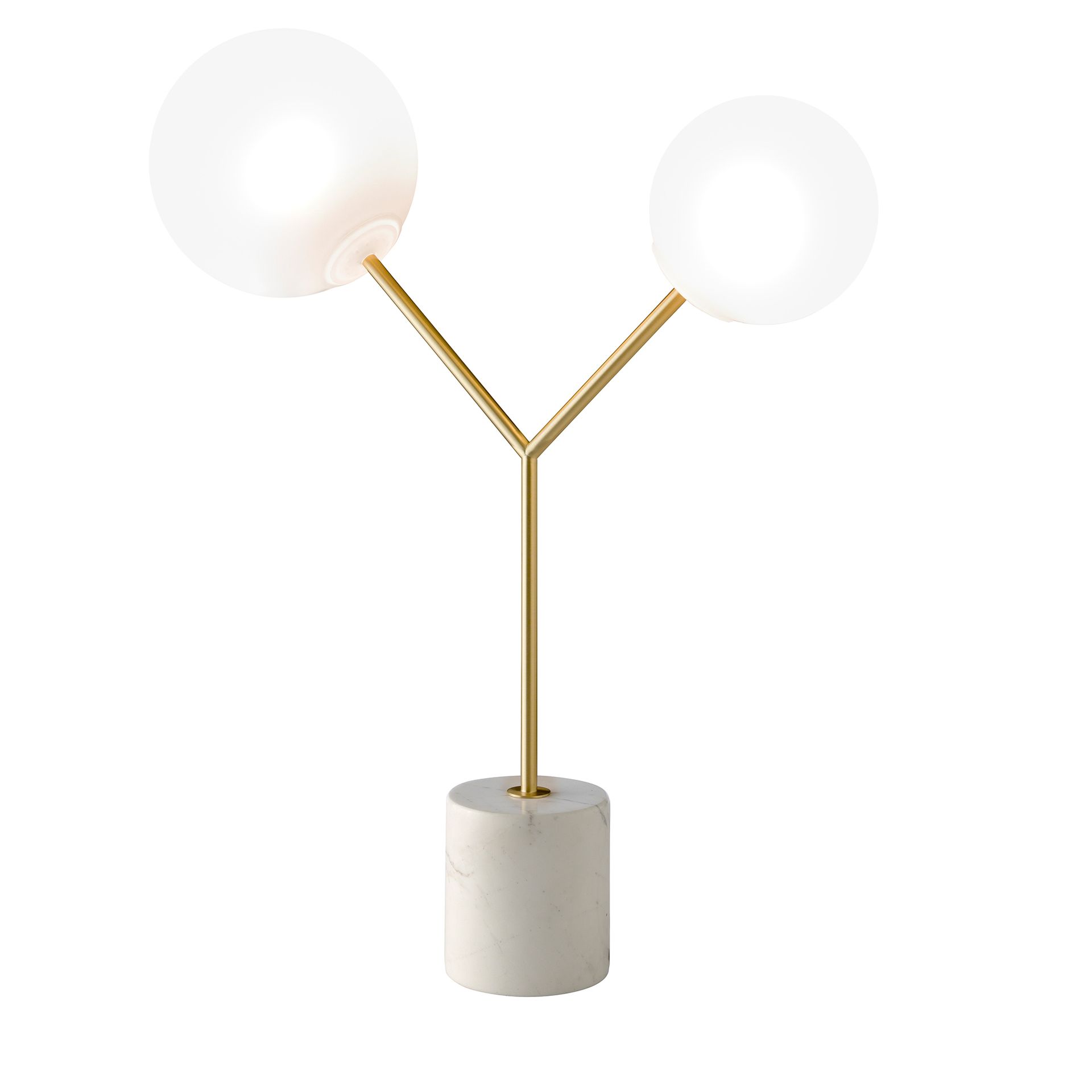 Lampe de bureau en marbre blanc, acier doré et verre blanc Lampe de bureau en marbre blanc, acier doré et verre blanc