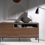 Lampadaire en marbre noir et acier noir