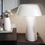 Table lamp in white stainless steel