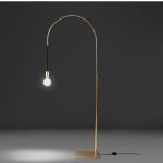 Height adjustable floor lamp in golden epoxy steel