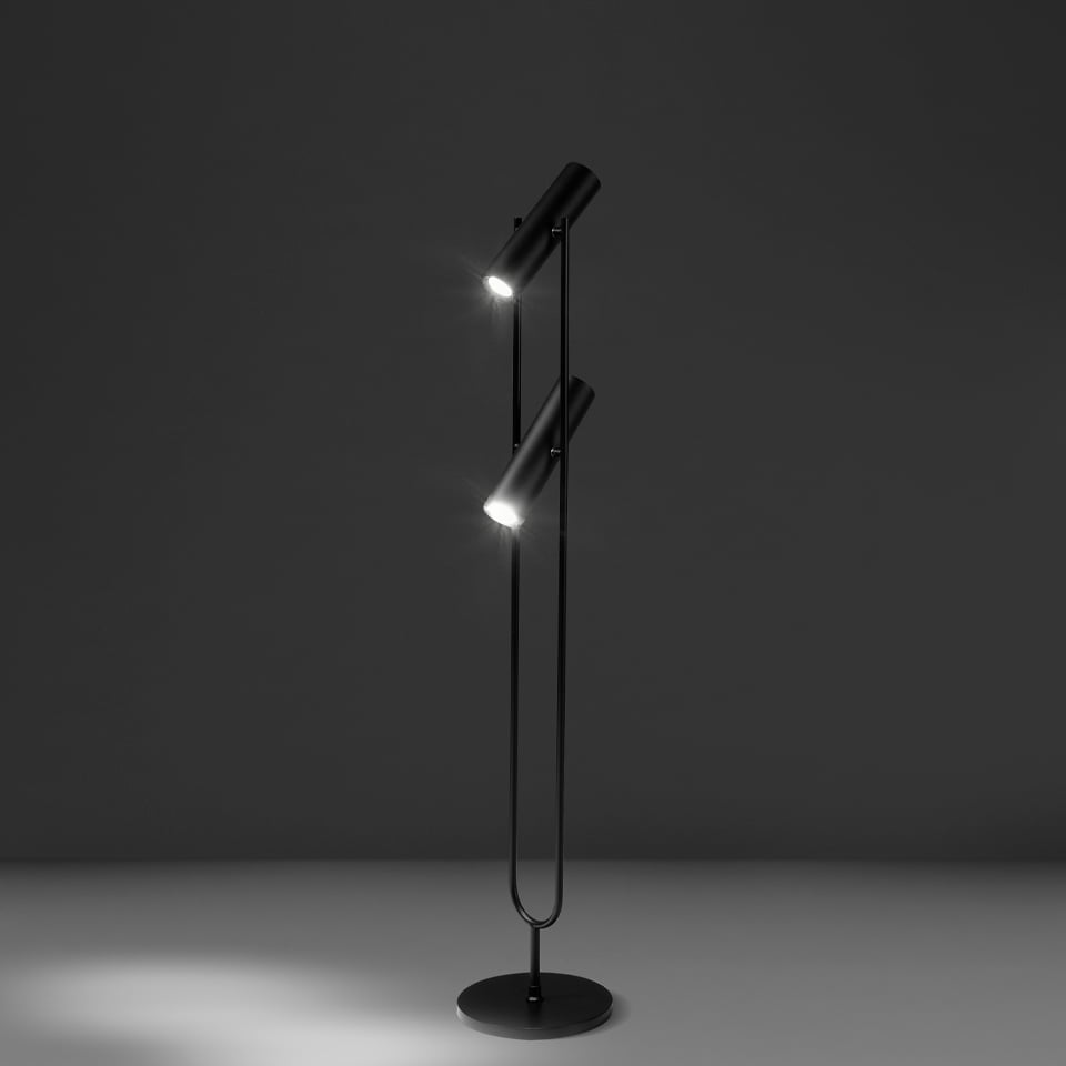 Floor lamp in black stainless steel