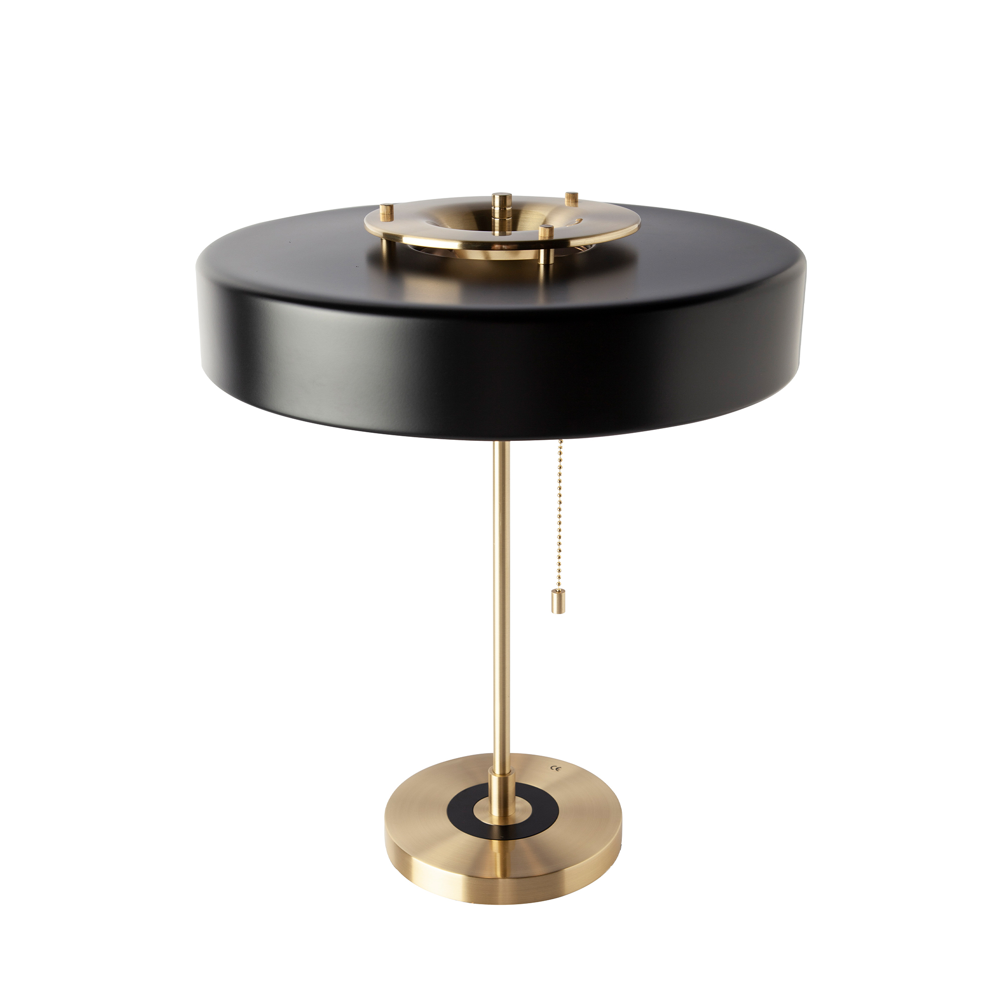 Table lamp in gold-plated aluminium and black aluminium