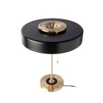 Table lamp in gold-plated aluminium and black aluminium