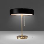 Table lamp in gold-plated aluminium and black aluminium