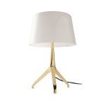 Table lamp in gold-plated steel and white tinted glass