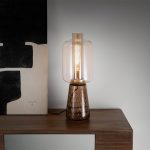 Smoke effect tempered glass table lamp