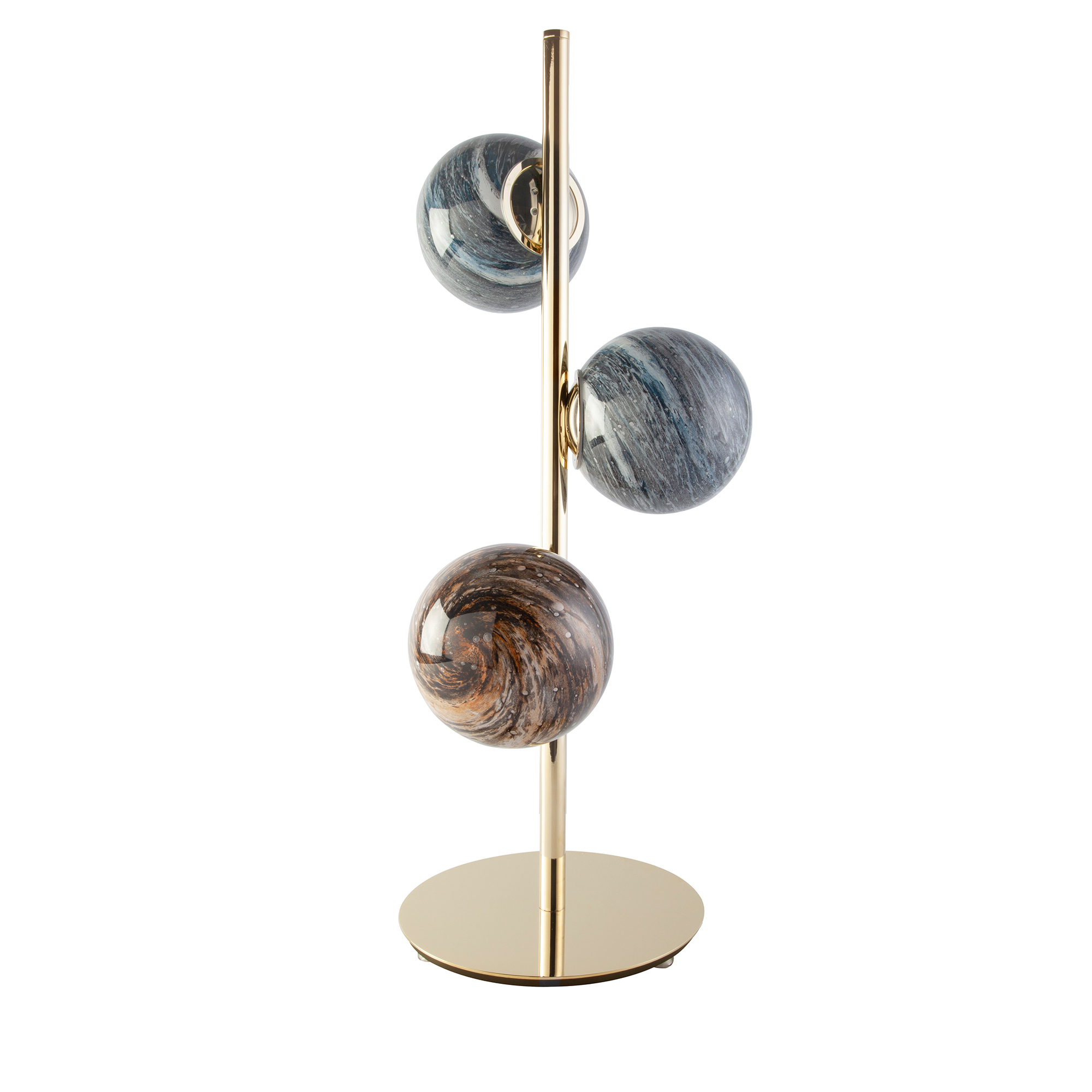 Table lamp gilded steel and stamped glass