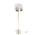 Floor lamp in gold-plated steel and clear glass