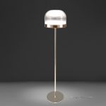 Floor lamp in gold-plated steel and clear glass