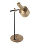 Lámpara sobremesa aluminio dorado y acero negro