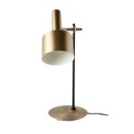 Table lamp in gold-plated aluminium and black steel