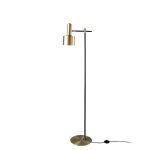 Floor lamp in gold-plated aluminium and black steel