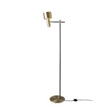 Floor lamp in gold-plated aluminium and black steel