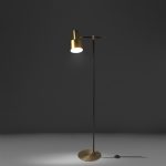 Floor lamp in gold-plated aluminium and black steel