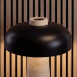 Black aluminium and porcelain marble table lamp